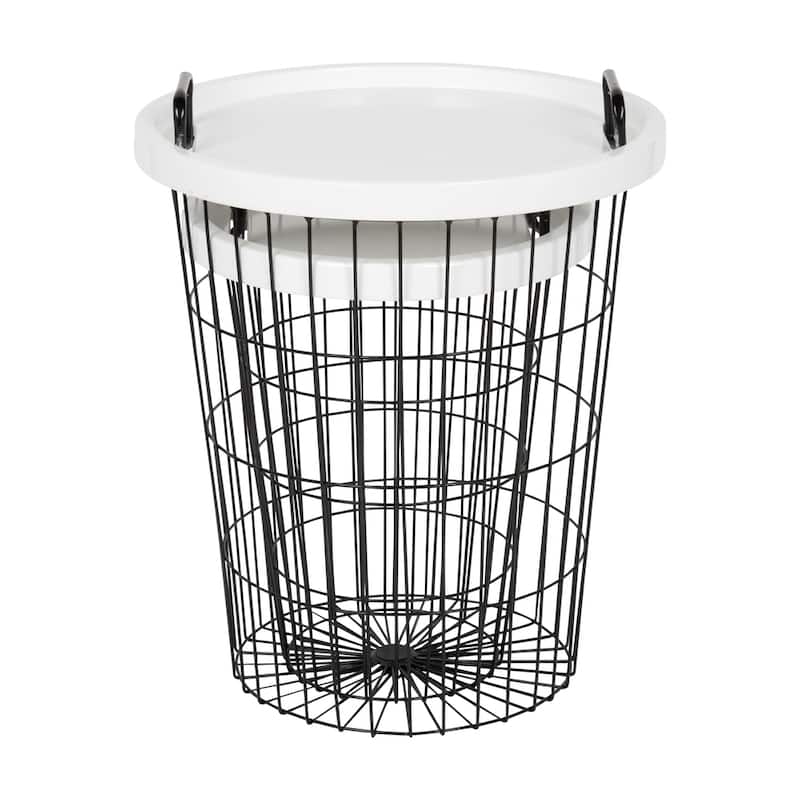Carbon Loft Brown Metal/ Wood Tray Nesting Accent Tables