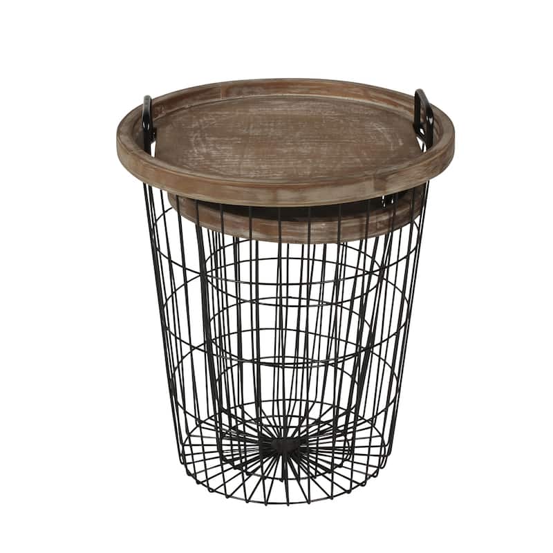 Carbon Loft Brown Metal/ Wood Tray Nesting Accent Tables - Black
