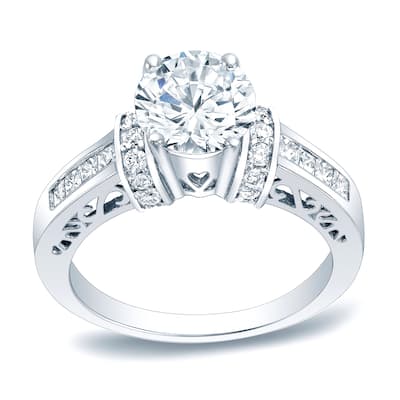 Auriya Platinum 1 1/4ct TDW Round Diamond Solitaire Engagement Ring (H-I, SI1-SI2)