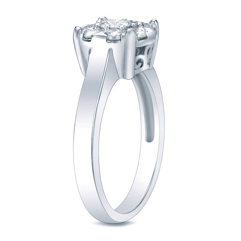 Auriya 3/4ctw Round Halo Diamond Engagement Ring Platinum Gold