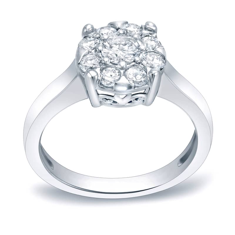 Auriya 3/4ctw Round Halo Diamond Engagement Ring Platinum Gold