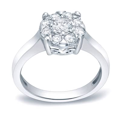 Auriya 3/4ctw Round Halo Diamond Engagement Ring Platinum Gold