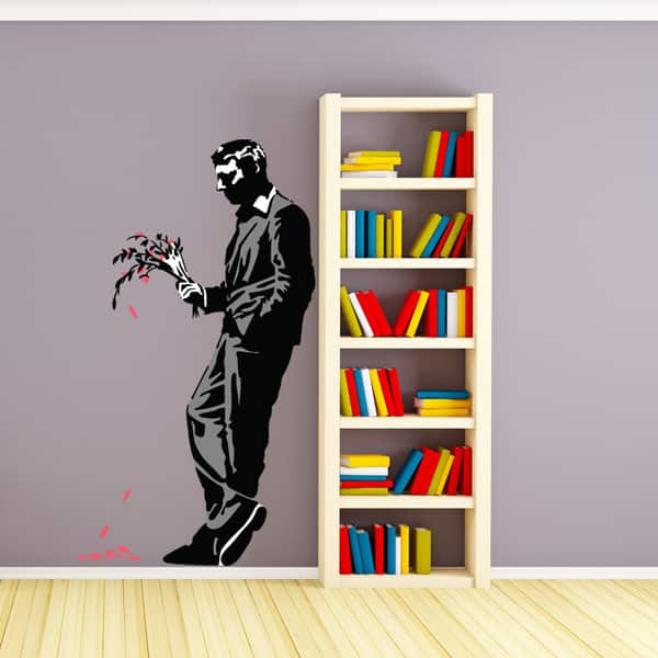 Banksy Man Waiting His Date Wall Decal Sticker Mural Wall Decal Sticker Mural