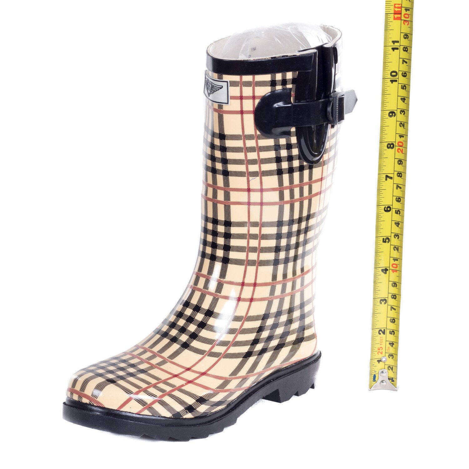 women's plaid rain boots