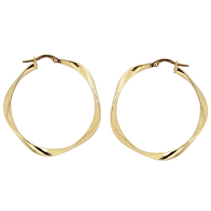 Fremada Italian 14k Yellow Gold 3x25-mm Twisted Hoop Earrings