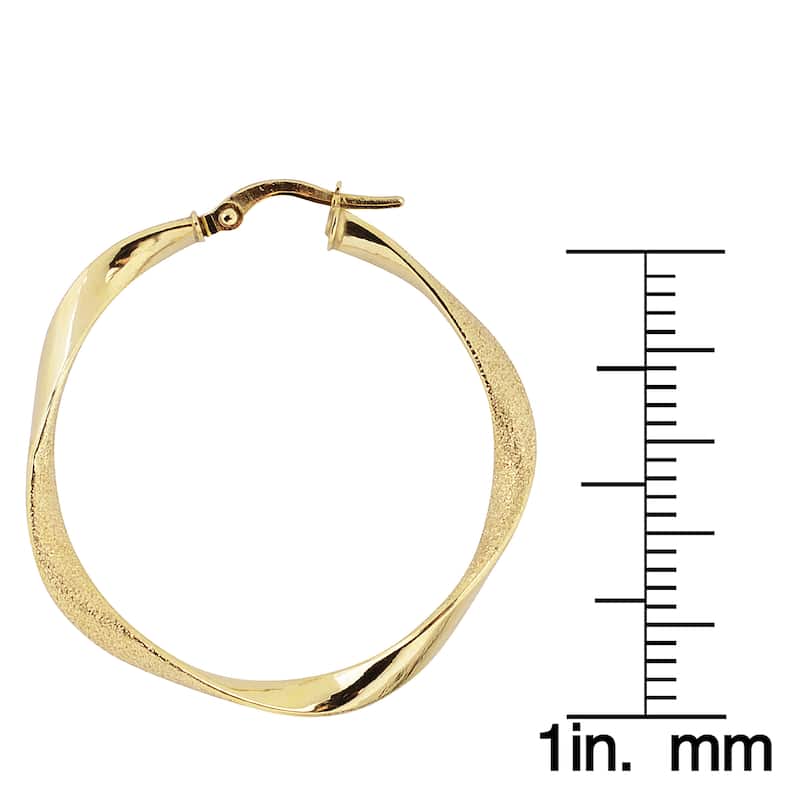 Fremada Italian 14k Yellow Gold 3x25-mm Twisted Hoop Earrings