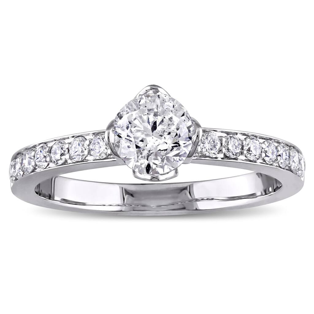 Miadora Signature Collection 1ct TDW Diamond Floral-Style Engagement Ring in 14k White Gold