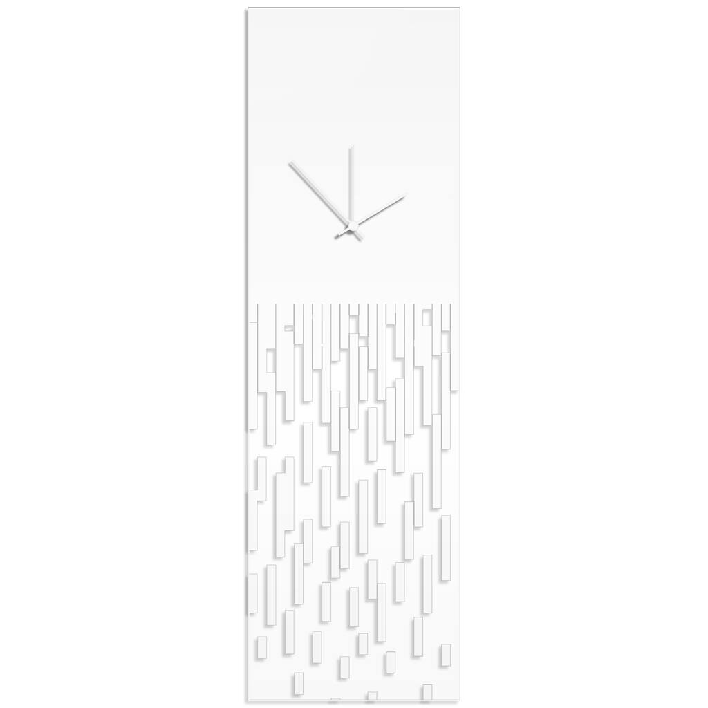 Adam Schwoeppe 'White Pixelated Clock' Surreal Wall Clock on Acrylic