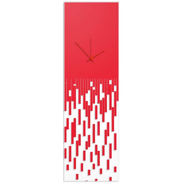 slide 2 of 9, Adam Schwoeppe 'Red Pixelated Clock' Surreal Wall Clock on Acrylic Red