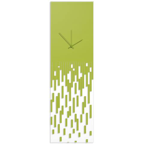 Adam Schwoeppe 'Green Pixelated Clock' Surreal Wall Clock on Acrylic