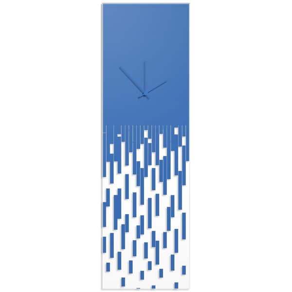 Adam Schwoeppe 'Blue Pixelated Clock' Surreal Wall Clock on Acrylic