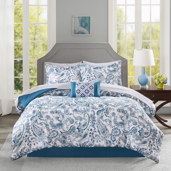 Madison Park Essentials Kiley Indigo Complete Comforter and Cotton Sheet Set