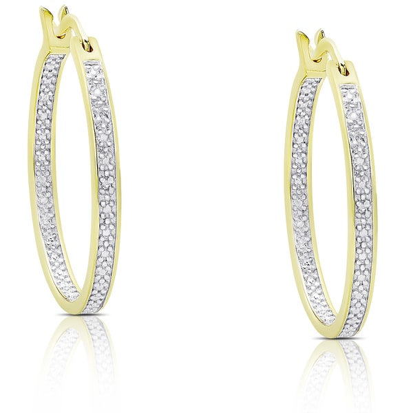 Finesque Gold Over Silver Or Sterling Diamond Accent Finesque Gold Over Silver Or Sterling Diamond Accent Hoop Earrings
