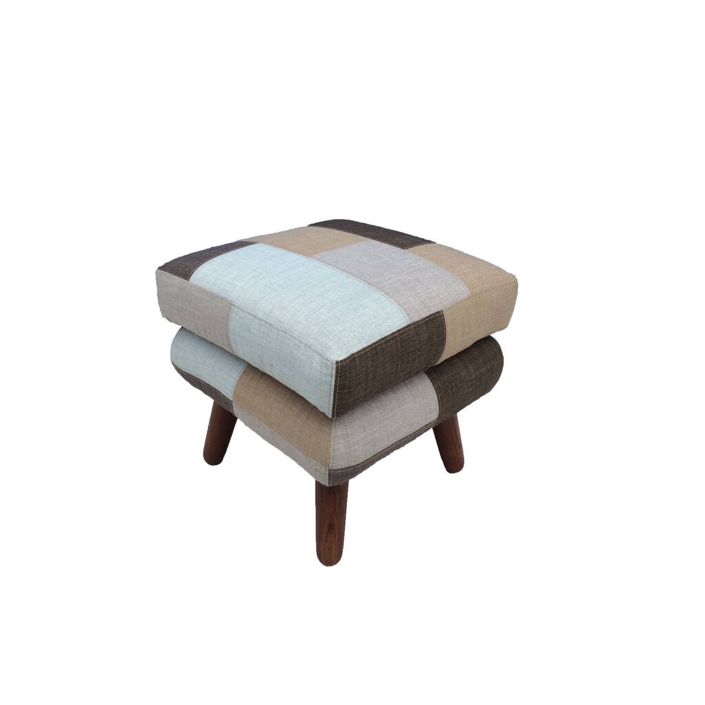 Rustic Mid Century Patchwork Stool