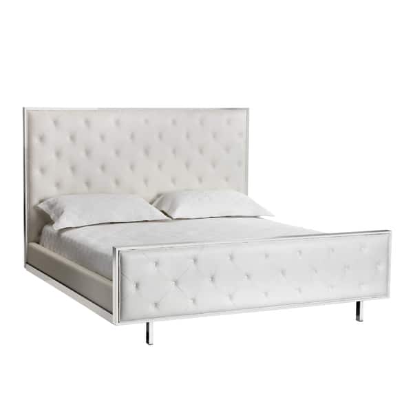 White Bonded Leather Queen Tallahassee Bed Bed Bath & Beyond 12835673