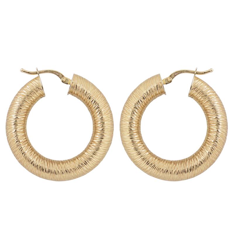 Fremada Italian Bold 14k Yellow Gold Round Hoop Earrings