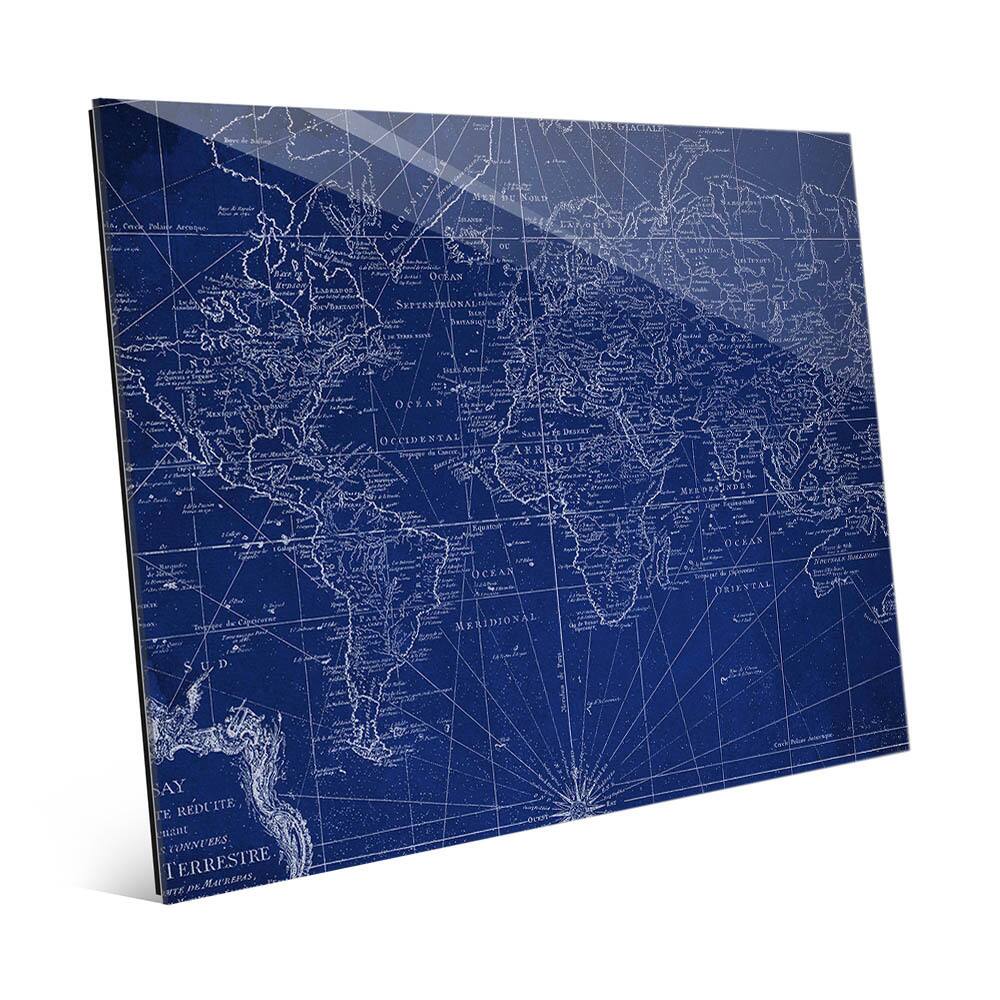 World Geography Map Glass Wall Art