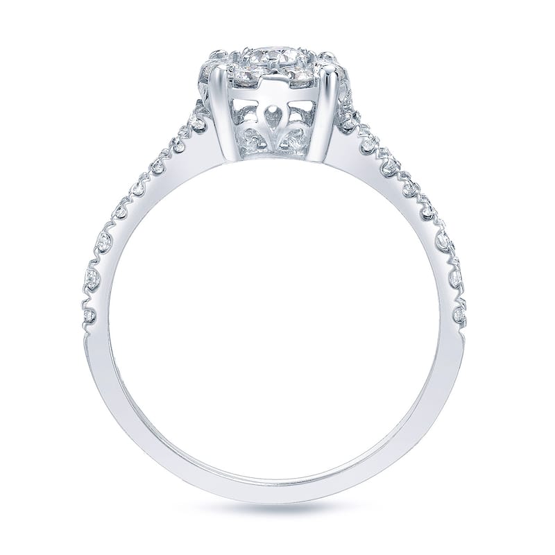 Auriya Platinum 3/4ct TDW Certified Round Diamond Halo Engagement Ring Bridal Set
