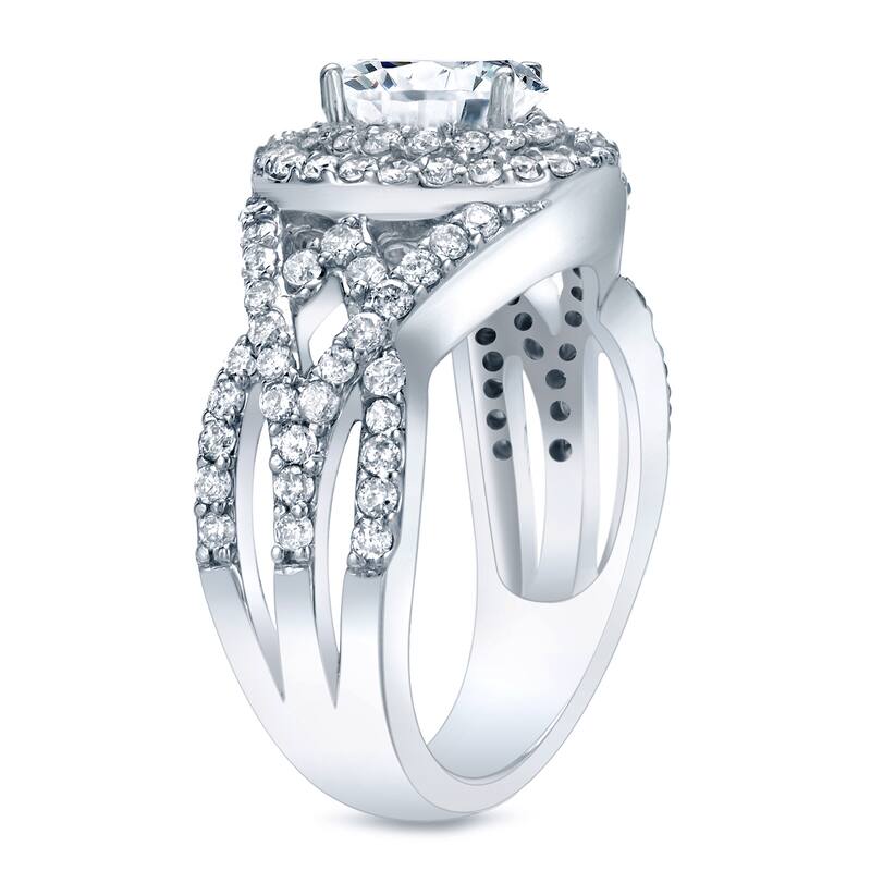 Auriya 1 1/2ctw Double Split Halo Diamond Engagement Ring Platinum