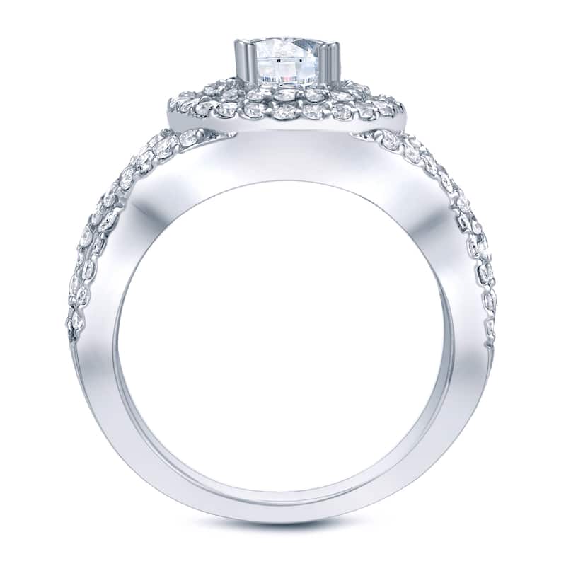 Auriya 1 1/2ctw Double Split Halo Diamond Engagement Ring Platinum