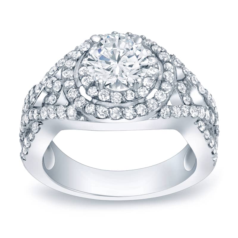 Auriya 1 1/2ctw Double Split Halo Diamond Engagement Ring Platinum