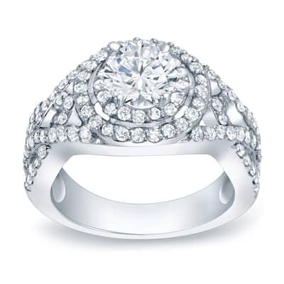 Auriya 1 1/2ctw Double Split Halo Diamond Engagement Ring Platinum
