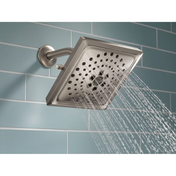 Delta 3-Spray Raincan Square Shower Head in brushed nickel Finnish Brand New