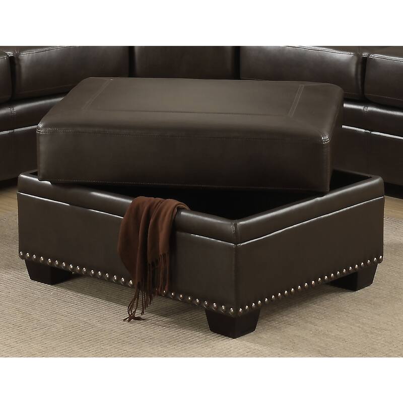 AC Pacific Louis 3-piece Brown Living Room Sectional with Ottoman