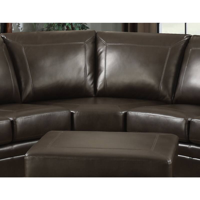 AC Pacific Louis 3-piece Brown Living Room Sectional with Ottoman