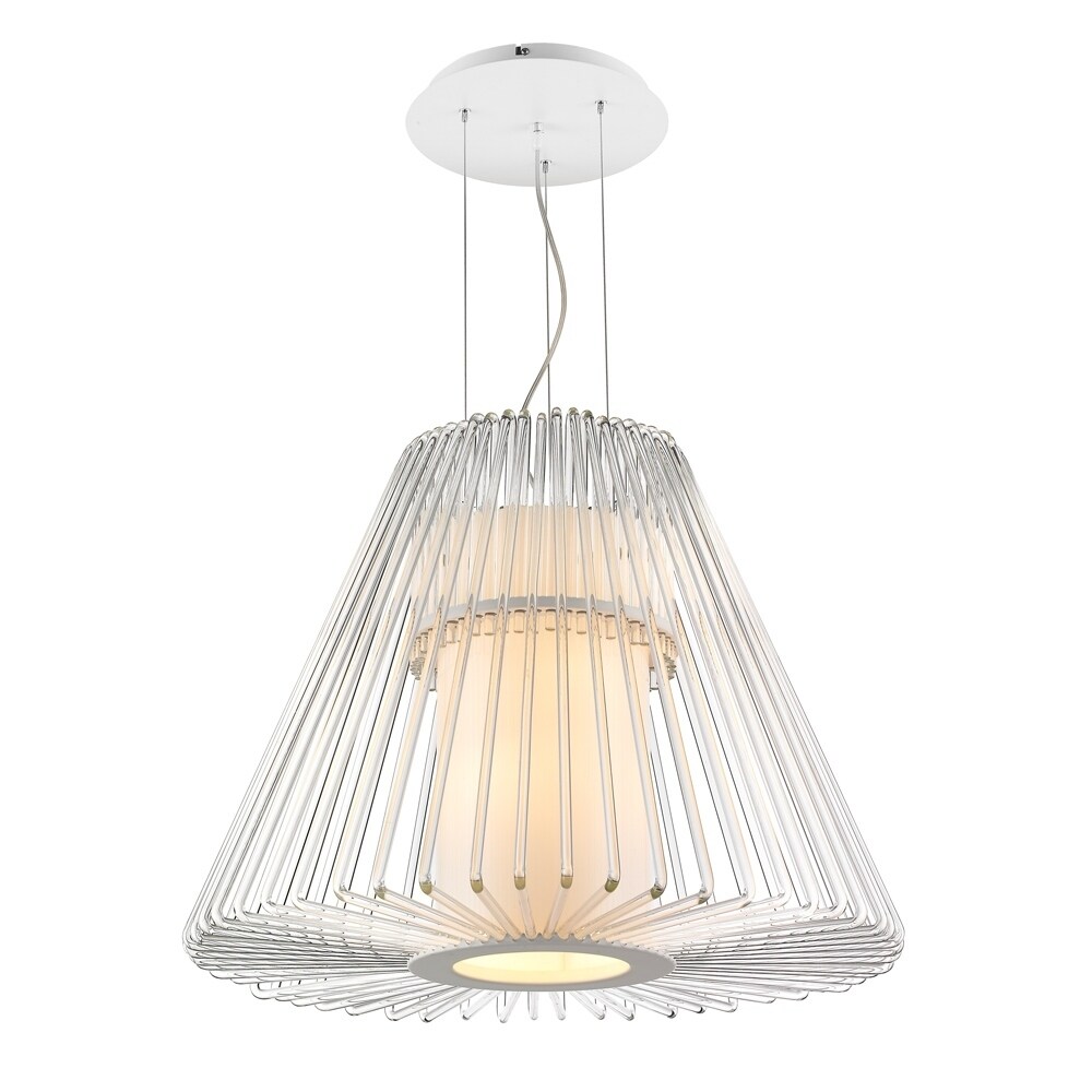 Golden Lighting #C182-L-WH Iberlamp Delhi Glass/Steel Large Pendant Chandelier (Chrome) - Chandeliers For Bedrooms by Overstock.com