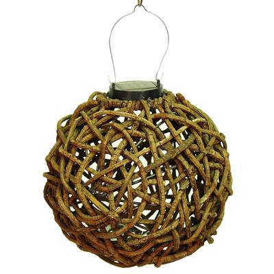 Echo Valley 4580 10" Hanging Rattan Solar Lumisphere Lantern
