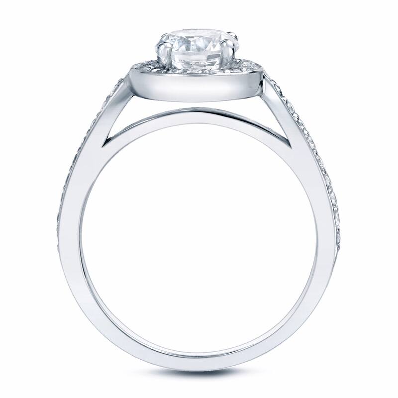 Auriya 1ctw Round Halo Diamond Engagement Ring Platinum Certified