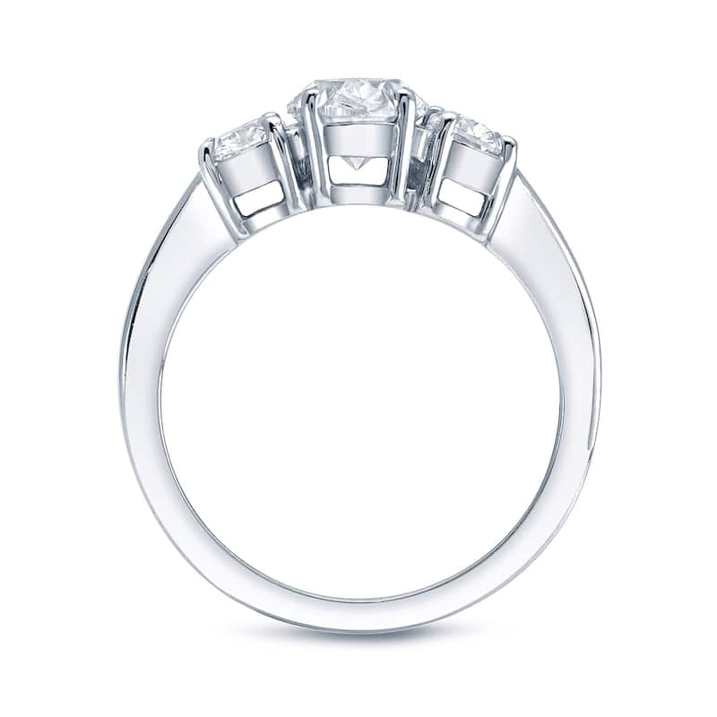 Auriya Platinum 2 carat TW 3-Stone Oval Diamond Engagement Ring Certified