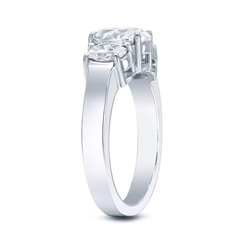 Auriya Platinum 2 carat TW 3-Stone Oval Diamond Engagement Ring Certified