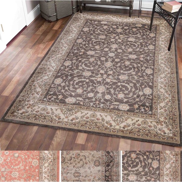 Gallina Vines Cream/Rust/Brown Olefin Oriental Area Rug (7'10 x 10'6) - 7'10X10'6