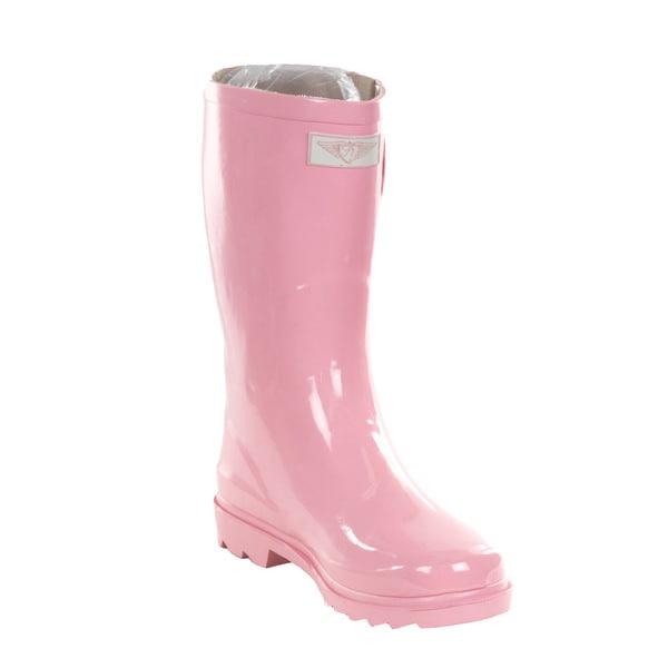 Women's Pink Rubber 11-inch Mid-calf Rain Boots - On Sale - Overstock ...