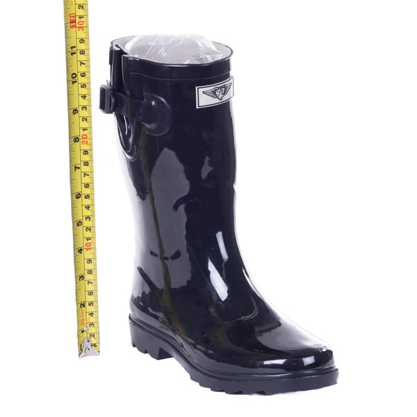 black mid calf rain boots