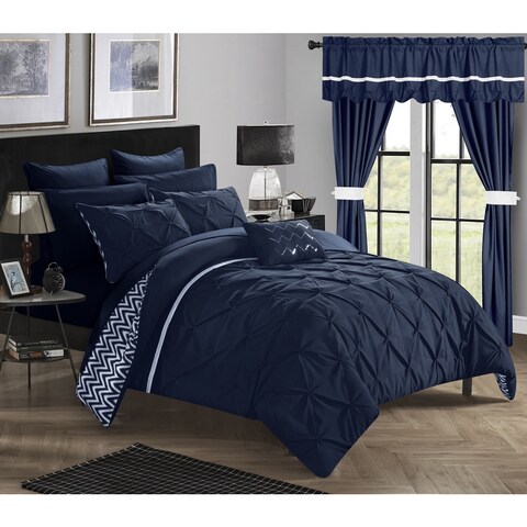 Porch & Den Red Cliff Navy 20-piece Bed in a Bag with Curtains Set