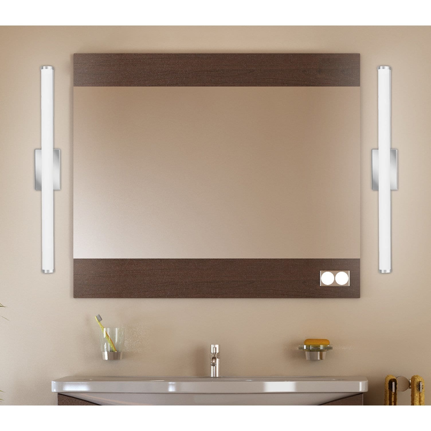 Lithonia Lighting Contemporary Cylinder Foot Chrome 3K LED Vanity Light  Silver Bed Bath  Beyond 12838244
