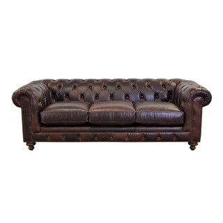 Newbury Top Grain Leather Chesterfield Sofa with Button Tufting - Bed ...