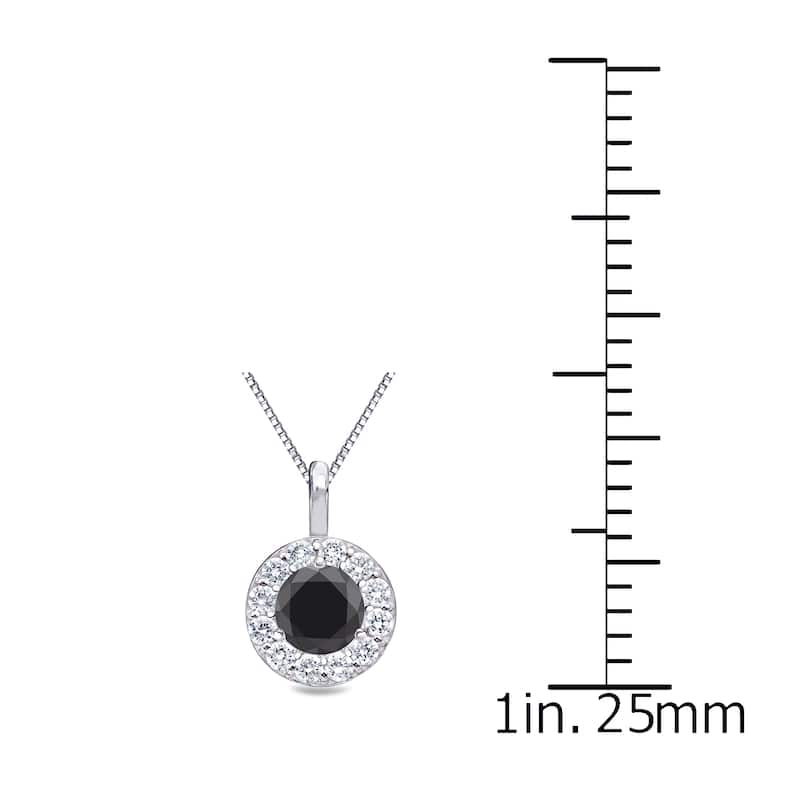 Auriya 14k Gold 2/5ctw Round Halo Black Diamond Necklace (H-I, I1-I2)