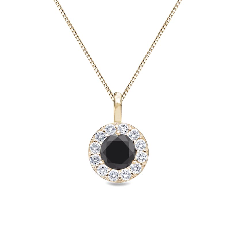 Auriya 14k Gold 2/5ctw Round Halo Black Diamond Necklace (H-I, I1-I2)