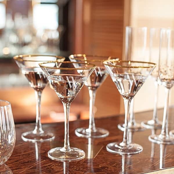 8 oz Gold Martini Glasses, Golden Cocktail Glasses for Party & Wedding, Set  of 4