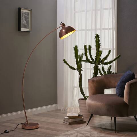 Teamson Home - Arco Floor Lamp With Shade - Rose Gold Finish