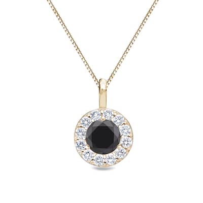 Auriya 1/2ctw Round Black Diamond Halo Necklace 14k Gold (H-I, I1-I2)