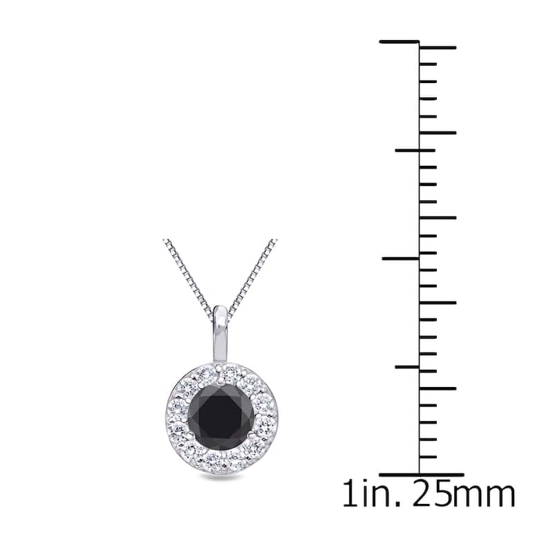 Auriya 1/2ctw Round Black Diamond Halo Necklace 14k Gold (H-I, I1-I2)