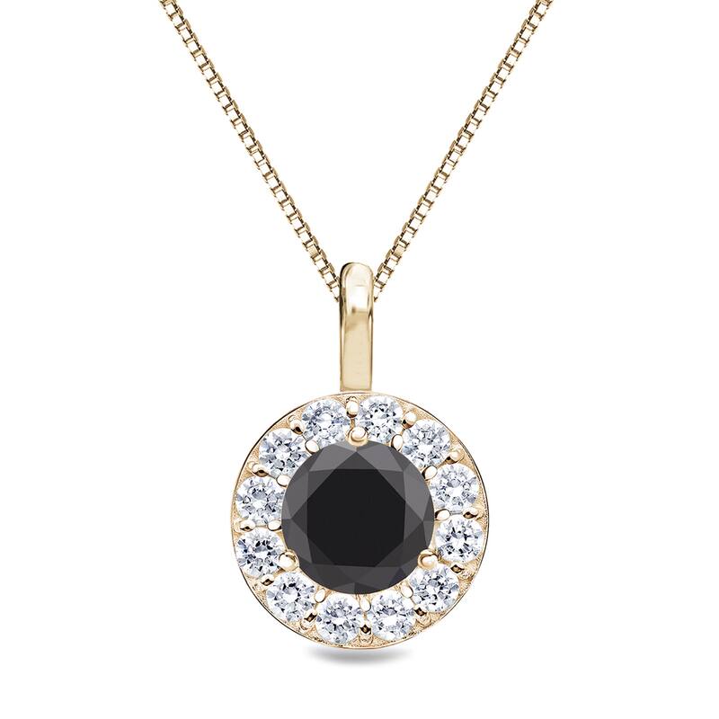 Auriya 1ctw Round Black Diamond Halo Necklace 14k Gold