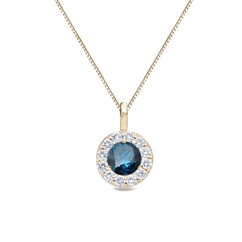 Auriya 14k Gold 1/4ctw Halo Blue Diamond Necklace (H-I, I1-I2)
