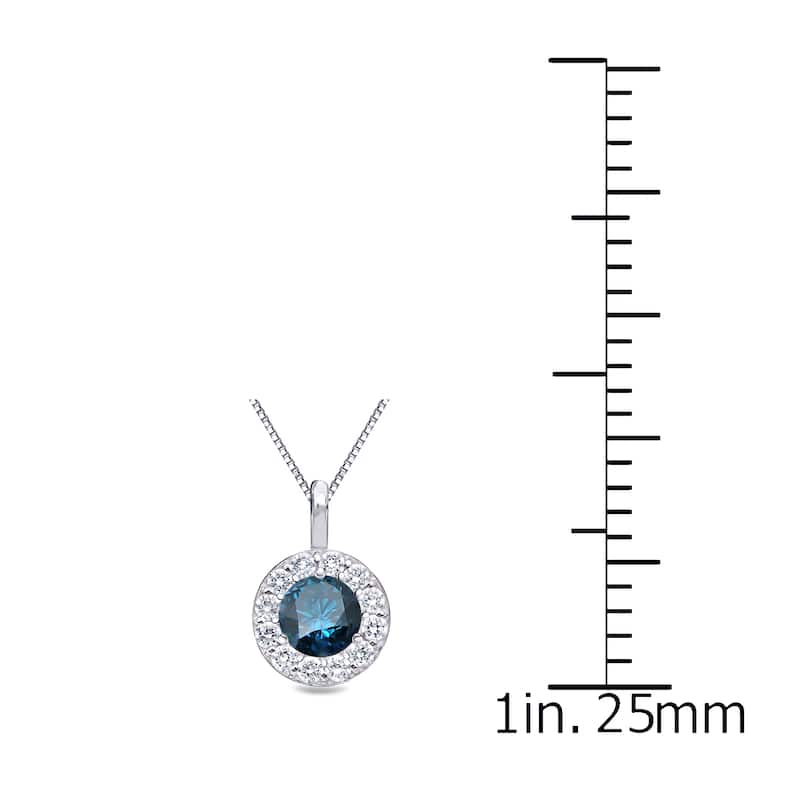 Auriya 14k Gold 1/4ctw Halo Blue Diamond Necklace (H-I, I1-I2)