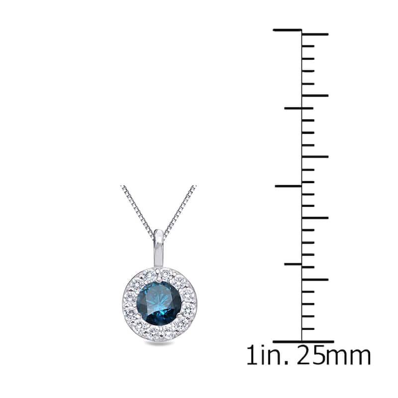 Auriya 2/5ctw Round Blue Diamond Halo Necklace 14k Gold (I1-I2)